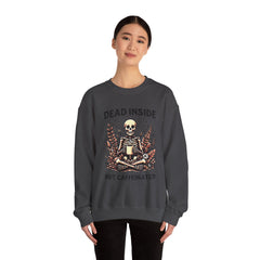 Skeleton Coffee Sweatshirt, Dead Inside But Caffeinated Crewneck, Halloween Gift, Unisex Fall Apparel, Cozy Lounge Wear