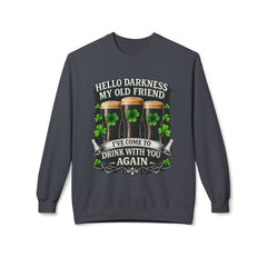 St. Patrick's 'Hello Darkness My Old Friend' Crewneck Sweatshirt — Irish Shamrock Beer Design