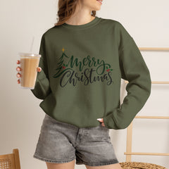 "Merry Christmas" Crewneck, Unisex Sweater, Winter Fashion, Festive Apparel, Holiday Gift, Christmas tree