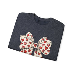 Valentine Heart Bow Sweatshirt — Cute Ribbon Graphic Crewneck