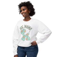 Dog Mama Crewneck Sweatshirt — Cute Balloon Dog Floral Design- Comfort Colors