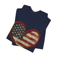 Patriotic Heart Tee - Love USA, American Pride Shirt, 4th of July, Independence Day, Memorial Day, Gift for Her