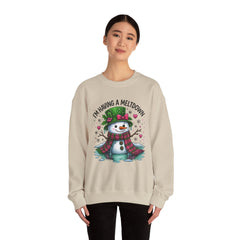 "I'm Having a Meltdown" Beautiful Melting Snowman Christmas Gildan Crewneck