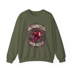 Crewneck Sweatshirt — “Pretty Things Can Be Poison” Gothic Apple Graphic