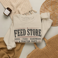 Feed Store Crewneck Sweatshirt — Vintage Farmhouse Seed & Feed Graphic - Southern Heritage