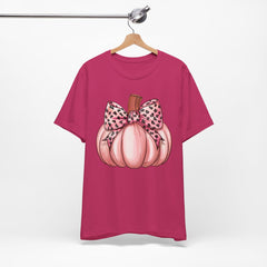 Cute Pink Pumpkin Graphic Tee for Fall, Autumn Shirt, Halloween Top, Harvest Celebration T-Shirt, Seasonal Apparel, Gift Idea