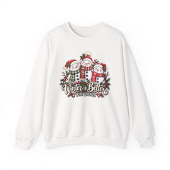 Winter is Better with Friends - Snowmen Crewneck Sweatshirt, Cozy Christmas Apparel, Holiday Festive Sweatshirt