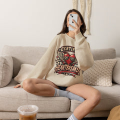 Certified Heartbreaker Crewneck Sweatshirt — Vintage Racing Winged Valentines Heart Graphic
