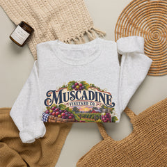 Muscadine Vineyard Crewneck Sweatshirt — Vintage Grape Winery Graphic - Southern Heritage