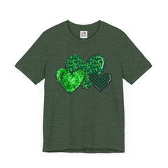 Green Hearts St. Patrick's Day Tee - Unisex Short Sleeve Shirt / Christmas