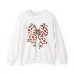 Valentine Heart Bow Sweatshirt — Cute Ribbon Graphic Crewneck