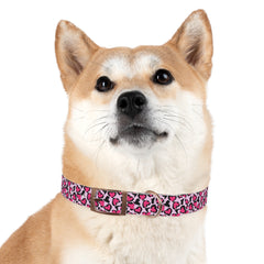 Dog Collar- Pink Leopard Print Hearts