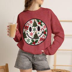 Christmas Smiley Crewneck Sweatshirt — Festive Holiday Smile Graphic