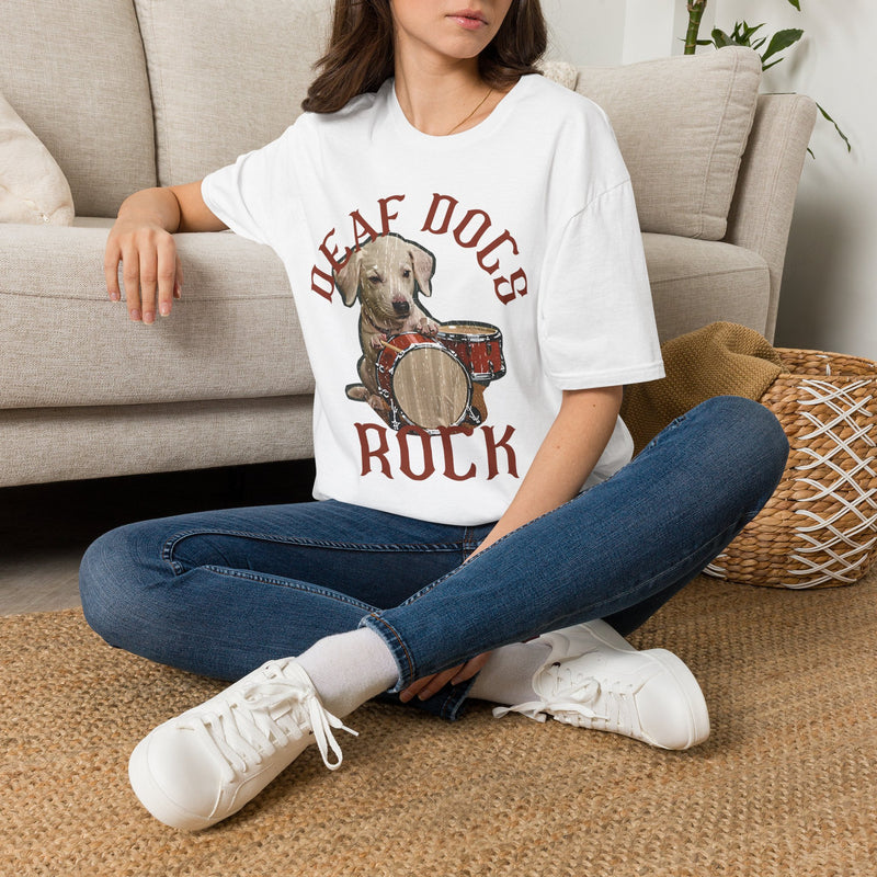 FB Rockstar Dog Unisex T-Shirt - Deaf Dogs Definitely Rock Design