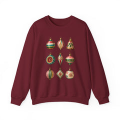 Crewneck Sweatshirt — Vintage Christmas Ornaments Holiday Pullover