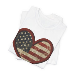 Patriotic Heart Tee - Love USA, American Pride Shirt, 4th of July, Independence Day, Memorial Day, Gift for Her