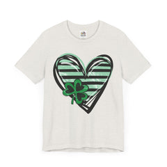 St. Patrick's Day Heart Tee - Unisex Jersey Short Sleeve Shirt with Clover Design