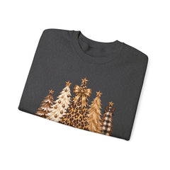 Leopard & Neutral Christmas Trees Crewneck Sweatshirt
