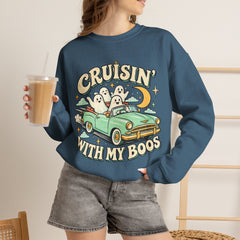 Cruisin' With My Boos Sweatshirt — Cute Ghost Halloween Crewneck