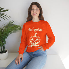 Halloween Pumpkin Sweatshirt, Cozy Fall Apparel, Unisex Crewneck, Perfect for Halloween, Fall Fashion, Pumpkin Spice Lover Gift