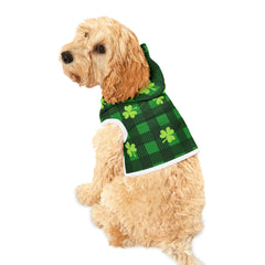 Plaid with Shamrocks Print Dog Hoodie for St. Patrick's Day