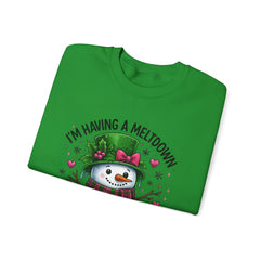 "I'm Having a Meltdown" Beautiful Melting Snowman Christmas Gildan Crewneck