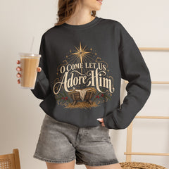 O Come Let Us Adore Him Crewneck Sweatshirt — Nativity Christmas Sweatshirt