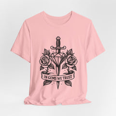 'In Gems We Trust' | Edgy Casual Wear, Gift for Rock Lovers, Men's & Women's Apparel, Perfect for Festivals