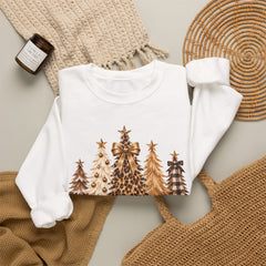 Leopard & Neutral Christmas Trees Crewneck Sweatshirt