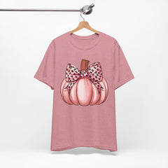 Cute Pink Pumpkin Graphic Tee for Fall, Autumn Shirt, Halloween Top, Harvest Celebration T-Shirt, Seasonal Apparel, Gift Idea