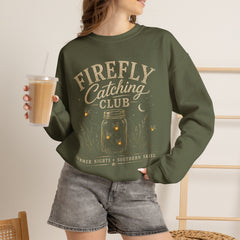 Firefly Catching Club Sweatshirt — Vintage Mason Jar Summer Nights Crewneck - Southern Heritage