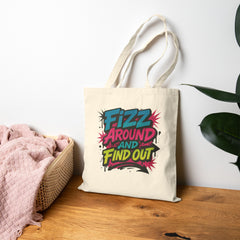 Colorful Fizz Around Cotton Canvas Tote Bag, Eco-Friendly Shopping, Funny Tote, Reusable Bag for Groceries, Beach Use