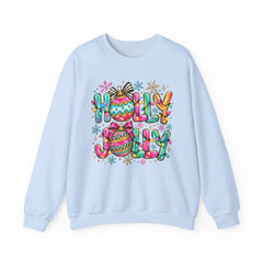 Holly Jolly Crewneck Gildan Sweatshirt — Colorful Christmas Ornament Holiday Sweater