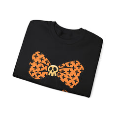 Halloween Pumpkin Bow Sweatshirt, Fall Fashion, Cozy Crewneck, Unisex Sweatshirts, Holiday Apparel, Seasonal Gift