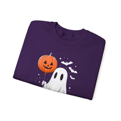 Orange Balloon Halloween Ghost Sweater | Unisex Crewneck Sweatshirt for Cozy Autumn Nights, Halloween Party, Spooky