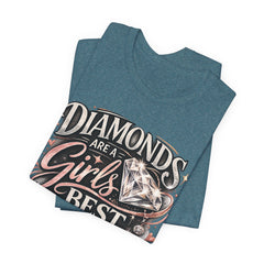 Diamonds Are a Girl's Best Friend T-Shirt – Retro Script Diamond Graphic Tee