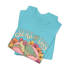 Seas the Day Turtle Tee — Vintage Floral Beach T-Shirt