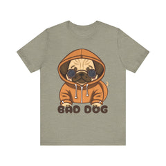 Graphic Tee with Cute Bad Dog Illustration - Unisex Jersey Short Sleeve Tee