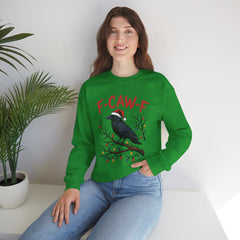 "F-CAW-F" Festive Raven Holiday Christmas Crow Crewneck Gildan Sweatshirt
