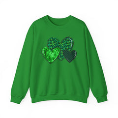 Green Heart Patterns Unisex Heavy Blend Crewneck Sweatshirt | St. Patrick's Day/Christmas