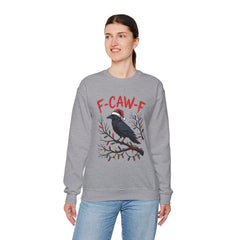 "F-CAW-F" Festive Raven Holiday Christmas Crow Crewneck Gildan Sweatshirt
