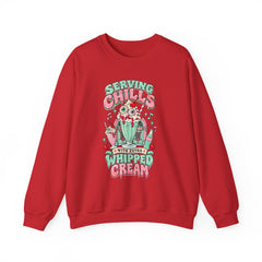 Halloween Sweatshirt — "Serving Chills with Extra Whipped Cream" Retro Ice Cream Graphic - BP