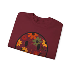 Floral Smile Sweatshirt — Retro Fall Flowers Smiley Crewneck