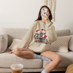 Winter is Better with Friends - Snowmen Crewneck Sweatshirt, Cozy Christmas Apparel, Holiday Festive Sweatshirt