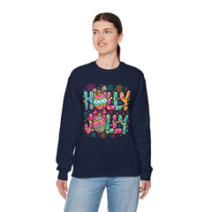 Holly Jolly Crewneck Gildan Sweatshirt — Colorful Christmas Ornament Holiday Sweater