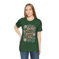 Lucky Looks Good On Me T‑Shirt — St. Patrick’s Day Clover Graphic Tee