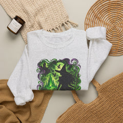 Witch Silhouette Forest Crewneck Sweatshirt – Green Gothic Witchy Art - Wicked