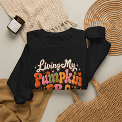 Pumpkin Era Crewneck Sweatshirt — "Living My Pumpkin Era" Fall Graphic Sweatshirt
