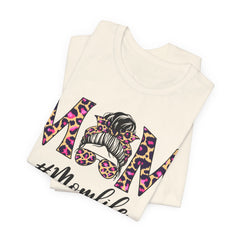 Mom Life Cheeta Print Unisex Jersey Tee - Fun Floral Design for Mothers