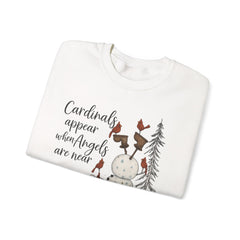 Angel & Cardinal Sweatshirt, Cozy Crewneck for Winter, Holiday Gift, Winter Fashion, White Christmas Sweatshirt,
